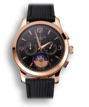 Patek Philippe Chronograph Black Guilloche Dial Black