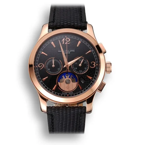 Patek Philippe Chronograph Black Guilloche Dial Black