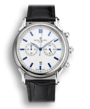 Patek Philippe Chronograph with a pristine white dial and a robust 40 mm stainless steel case