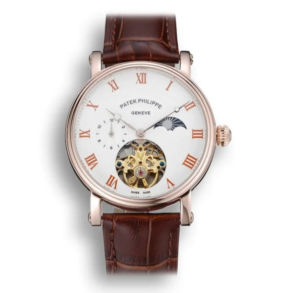 Patek Philippe Complications Moonphase Tourbillon Dial White 42 mm Rose Gold Plated