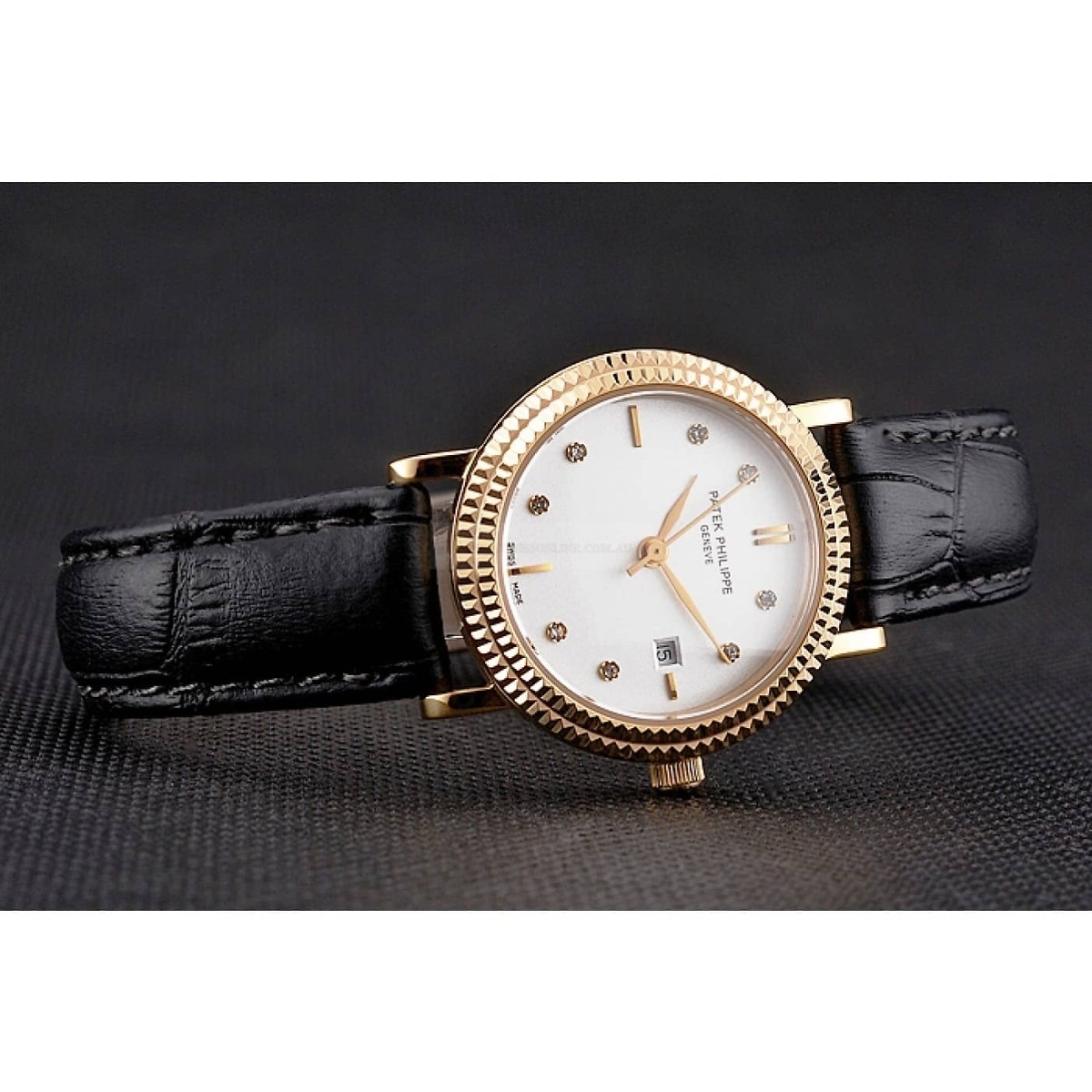 Patek Philippe Calatrava quadrante bianco e diamanti 8927 mm, placcato oro giallo - Immagine 90