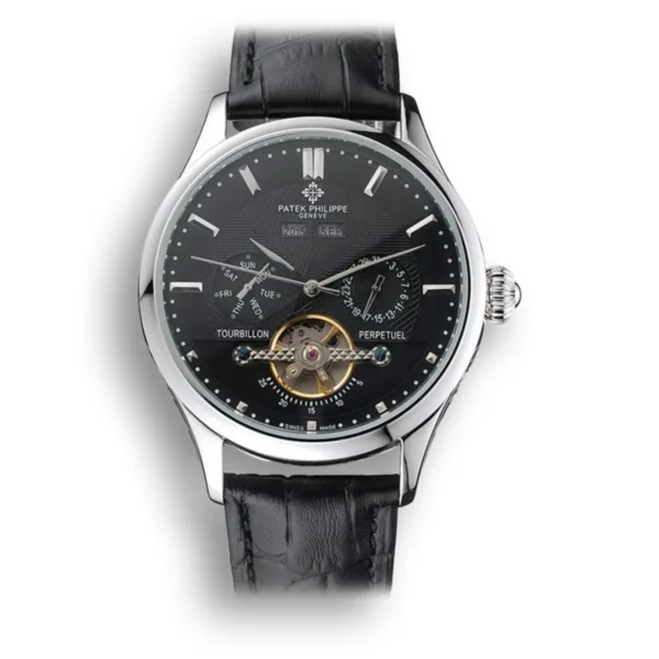 Patek Philippe Day Date Tourbillon Dial Black 45mm in Stainless Steel