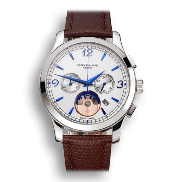 Patek Philippe Chronograph White Guilloche Dial White 43 mm Stainless Steel