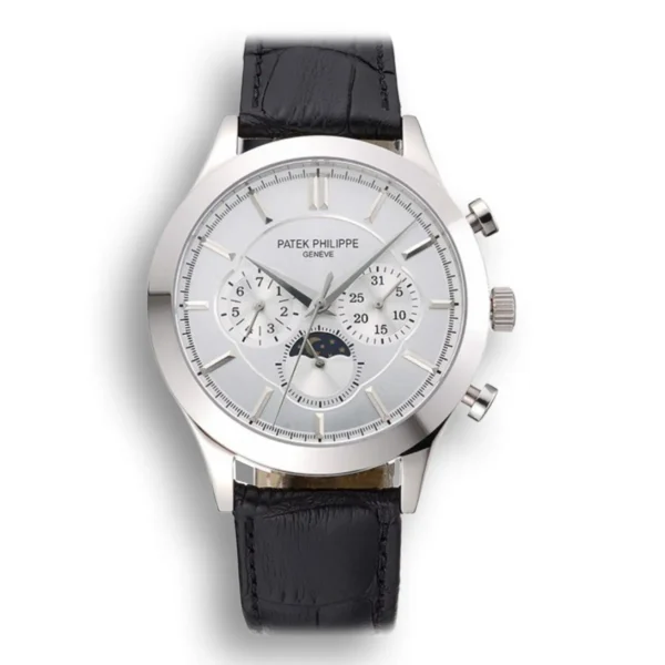 Patek Philippe Moonphase Chronograph Dial White 41 mm Stainless Steel