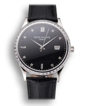 Patek Philippe Calatrava Black Dial Diamond 38 mm in Stainless Steel