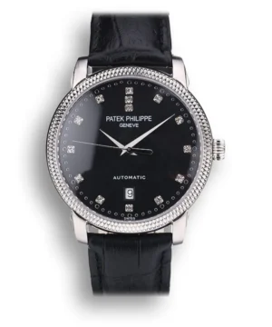 Patek Philippe Calatrava in a stunning 39mm stainless steel variant with a sophisticated black dial