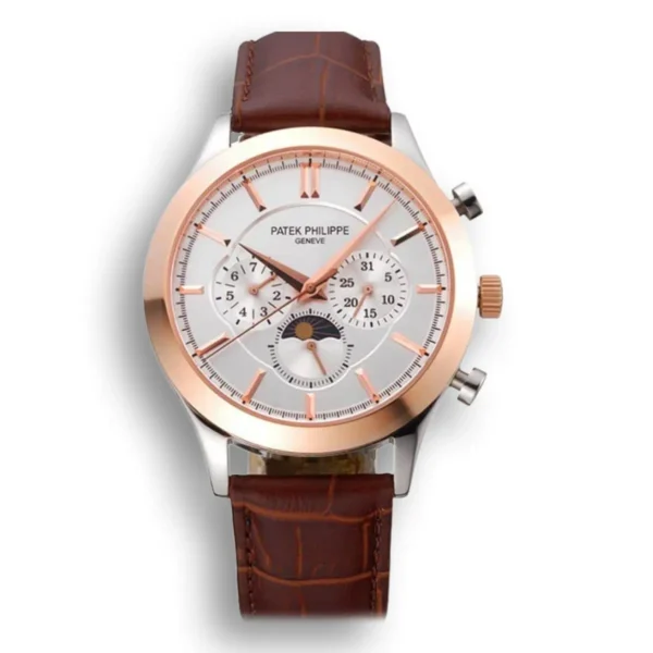 Patek Philippe Moonphase Chronograph Dial White 41 mm Rose Gold Plated