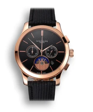 Patek Philippe Chronograph Dial Black 43mm Rose Gold Plated