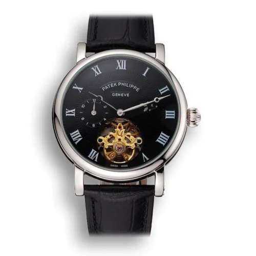 Patek Philippe Complications Moonphase Tourbillon Dial Black 42 mm Stainless Steel
