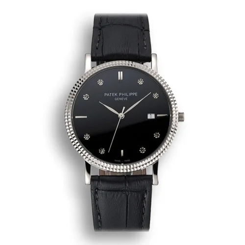 Patek Philippe Calatrava Black Dial Diamond 40 mm Stainless Steel