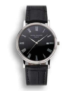 Patek Philippe Calatrava watch with a stunning black dial