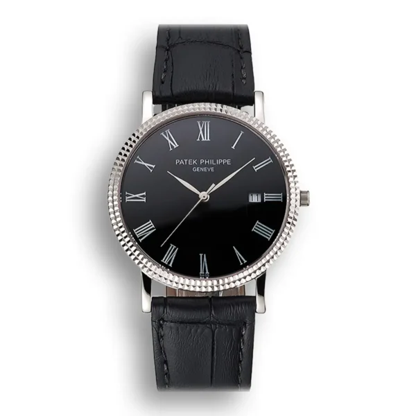 Patek Philippe Calatrava watch with a stunning black dial