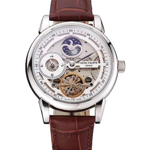 Patek Philippe Dual Time Moonphase Tourbillon Dial Silver 45 mm Stainless Steel
