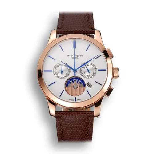 Patek Philippe Chronograph Dial White 43 mm Rose Gold Plated