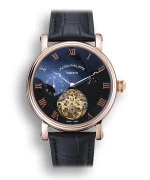 Patek Philippe Complications Moonphase Tourbillon with a stunning 42 mm Dial in Black and an elegant Rose Gold Plated