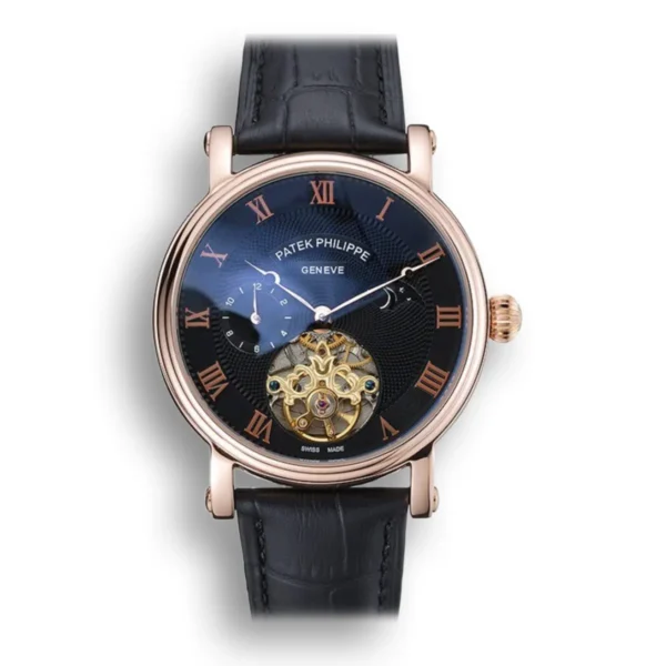 Patek Philippe Complications Moonphase Tourbillon with a stunning 42 mm Dial in Black and an elegant Rose Gold Plated