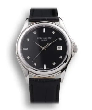 Patek Philippe Geneve Calatrava Crystal Studded Dial Black 38 mm Stainless Steel