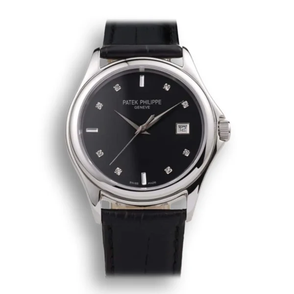 Patek Philippe Geneve Calatrava Crystal Studded Dial Black 38 mm Stainless Steel