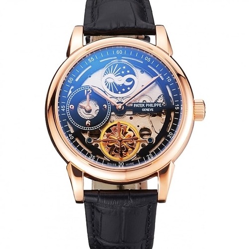 Patek Philippe Dual Time Moonphase Tourbillon Black Skeletonised Dial