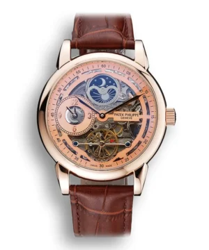 Patek Philippe Dual Time Moonphase Tourbillon Dial in Rose Gold