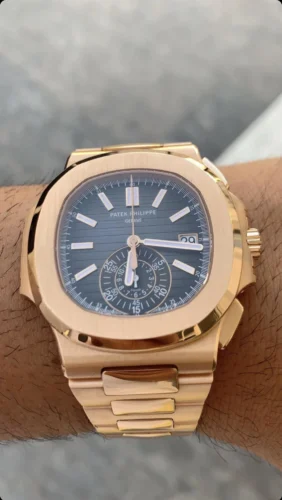 Replica Nautilus 5980/1R-001 Patek Philippe Flyback chronograph, Date. </br> <span style="color: #a8927b; font-size: 90%;">40.5 mm,Rose gold</span> photo review