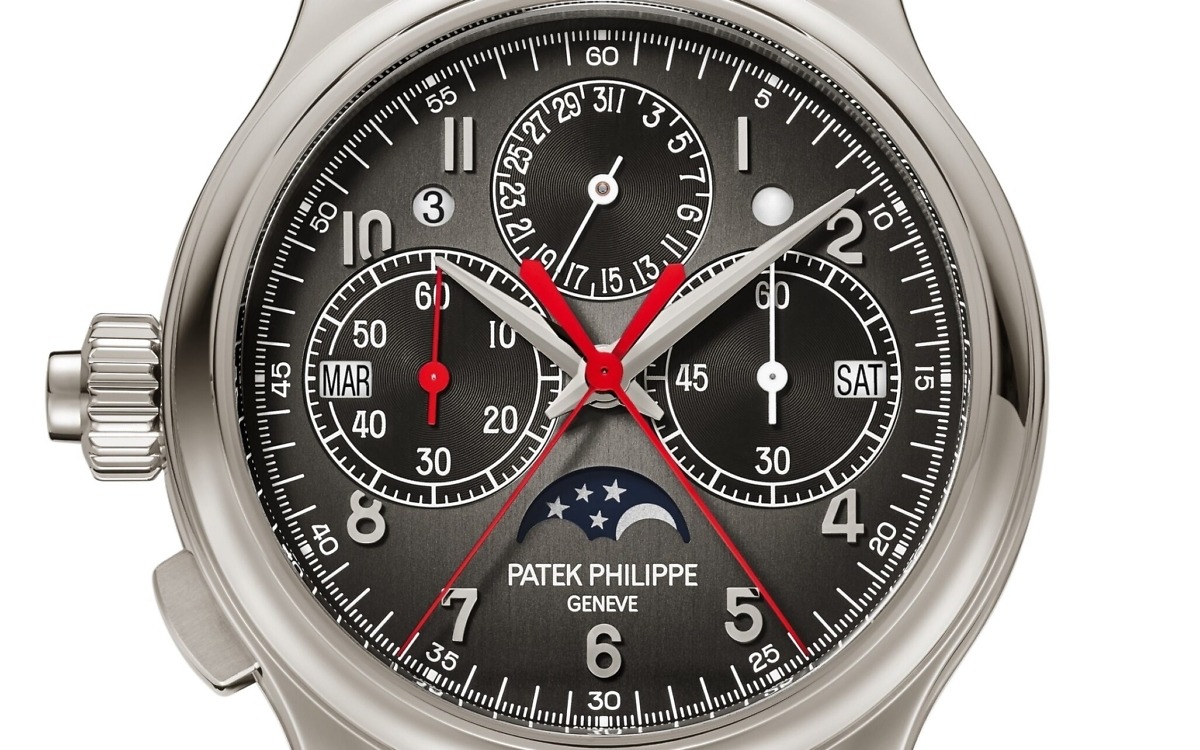 Patek Philippe Schleppzeiger-Monopusher-Chronograph für Linkshänder, Ewiger Kalender. 8927 mm, Platin, 90P-38.3 - Bild 5373