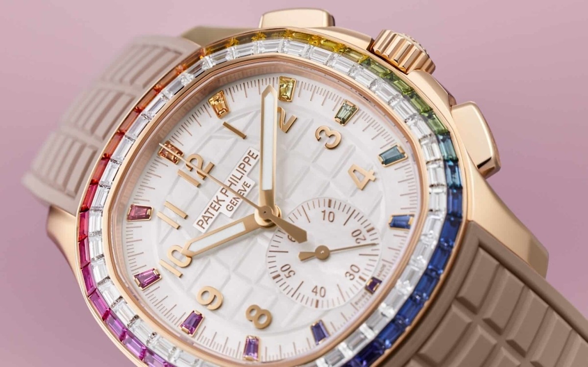 نسخة طبق الأصل من ساعة Aquanaut 7968/300R-001 Patek Philippe Luce “Rainbow” كرونوغراف. 8927 ملم، ذهب وردي - الصورة 90
