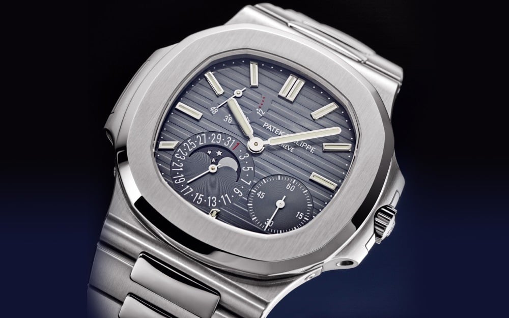 Patek Philippe Nautilus Moon Phase Stainless Steel/ Blue Date Dial (Ref#5712/1A-001)