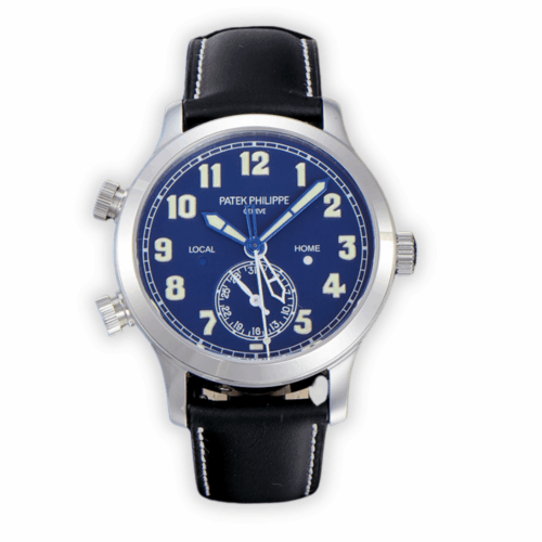 Replica Complications 5524G-001 Patek Philippe CALATRAVA PILOT TRAVEL TIME. </br> <span style="color: #a8927b; font-size: 90%;">42 mm,White Gold, Blue Dial</span>