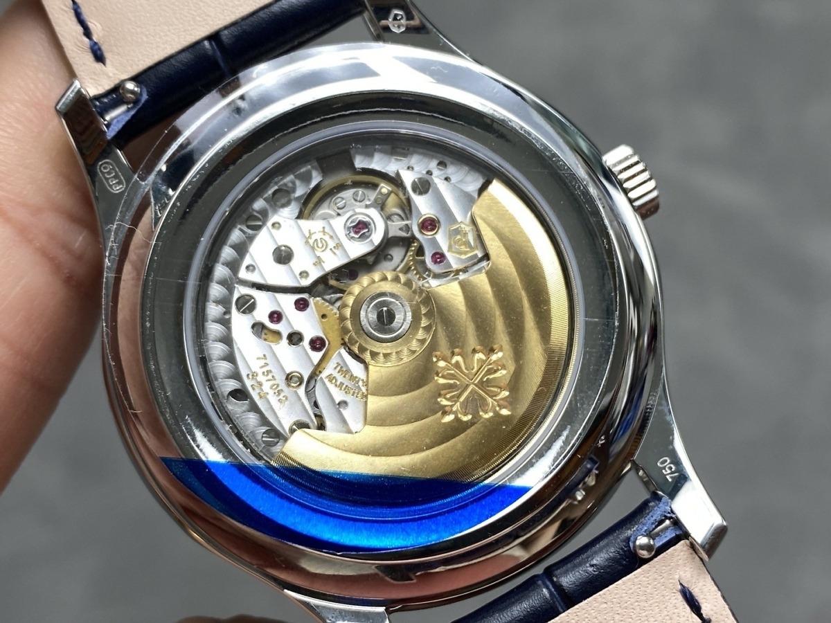 Replica Complications 5205G-013 Patek Philippe ANNUAL CALENDAR, MOON PHASES. </br> <span style="color: #a8927b; font-size: 90%;">40 mm,White gold, Blue Dial</span> - Image 7