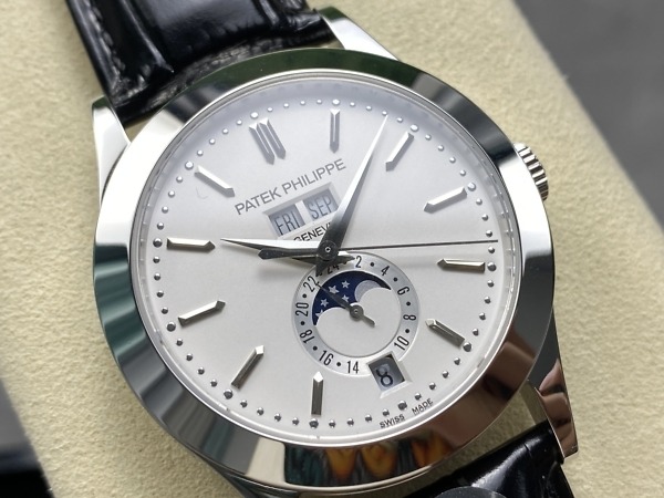 Replica Complications 5396G-011 Patek Philippe ANNUAL CALENDAR, MOON PHASES.</br> <span style="color: #a8927b; font-size: 90%;">38.5 mm,White Gold, White Dial</span> - Image 3
