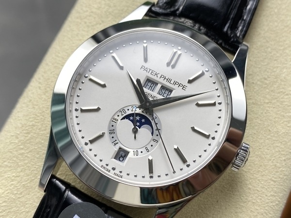 Replica Complications 5396G-011 Patek Philippe ANNUAL CALENDAR, MOON PHASES.</br> <span style="color: #a8927b; font-size: 90%;">38.5 mm,White Gold, White Dial</span> - Image 4