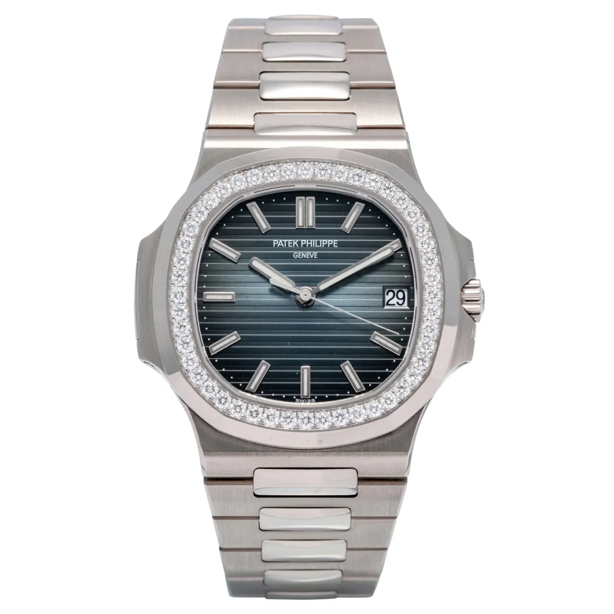 Replica Nautilus 5711-1300A-001 Patek Philippe </br> <span style="color: #a8927b; font-size: 90%;">40 mm, Blue Dial Baguette Bezel</span>