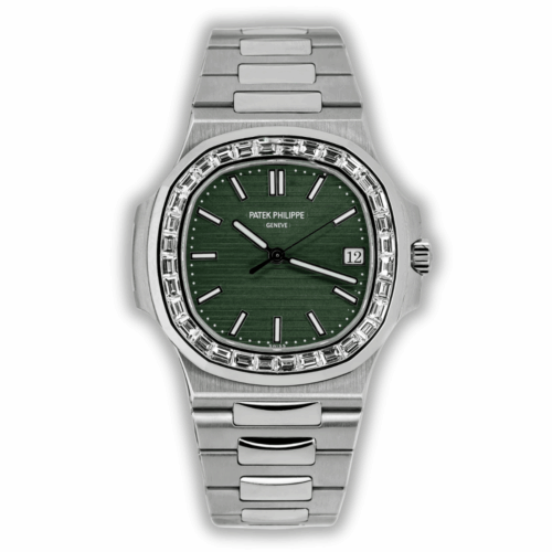 Replica Nautilus 5711-1300A-001 Patek Philippe </br> <span style="color: #a8927b; font-size: 90%;">40 mm, Green Dial, Baguette Bezel</span>