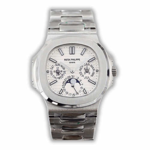 Replica Nautilus 5740/1G-001 Patek Philippe Perpetual Calendar</br> <span style="color: #a8927b; font-size: 90%;">40 mm,White gold, White Dial </span>