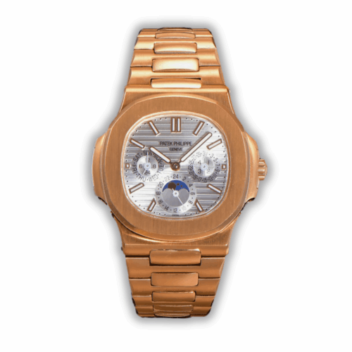 Replica Nautilus 5740/1G-001 Patek Philippe Perpetual Calendar</br> <span style="color: #a8927b; font-size: 90%;">40 mm,Rose gold, White Dial </span>
