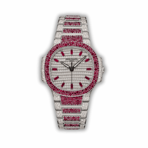 Nautilus 7118/1452G-002 Patek Philippe “Ladies Automatic”</br> <span style="color: #a8927b; font-size: 90%;">35.2 mm,Red Diamonds</span>