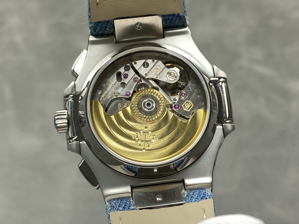 Replica Nautilus 5980/60G-001 Patek Philippe Flyback chronograph, Date </br> <span style="color: #a8927b; font-size: 90%;">40.5 mm,White gold, Denim</span> - Image 8