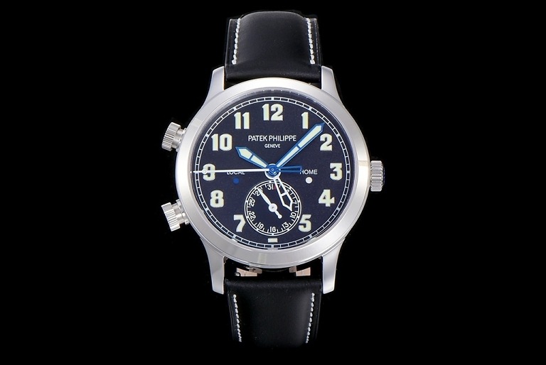 Replica Complications 5524G-001 Patek Philippe CALATRAVA PILOT TRAVEL TIME. </br> <span style="color: #a8927b; font-size: 90%;">42 mm,White Gold, Black Dial</span> - Image 2