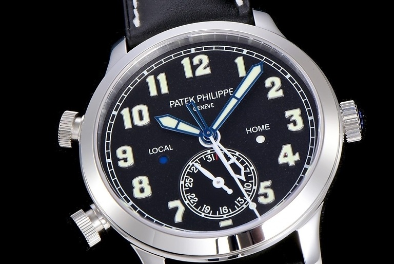 Replica Complications 5524G-001 Patek Philippe CALATRAVA PILOT TRAVEL TIME. </br> <span style="color: #a8927b; font-size: 90%;">42 mm,White Gold, Black Dial</span> - Image 6