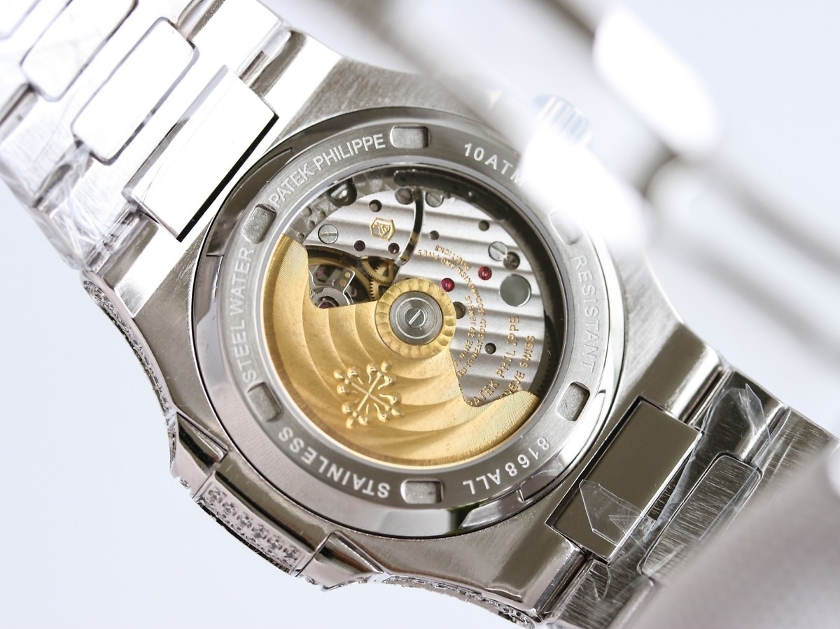 Replica Nautilus 5711-1300A-001 Patek Philippe </br> <span style="color: #a8927b; font-size: 90%;">40 mm, White Dial, Iced Out</span> (Copy) - Image 9