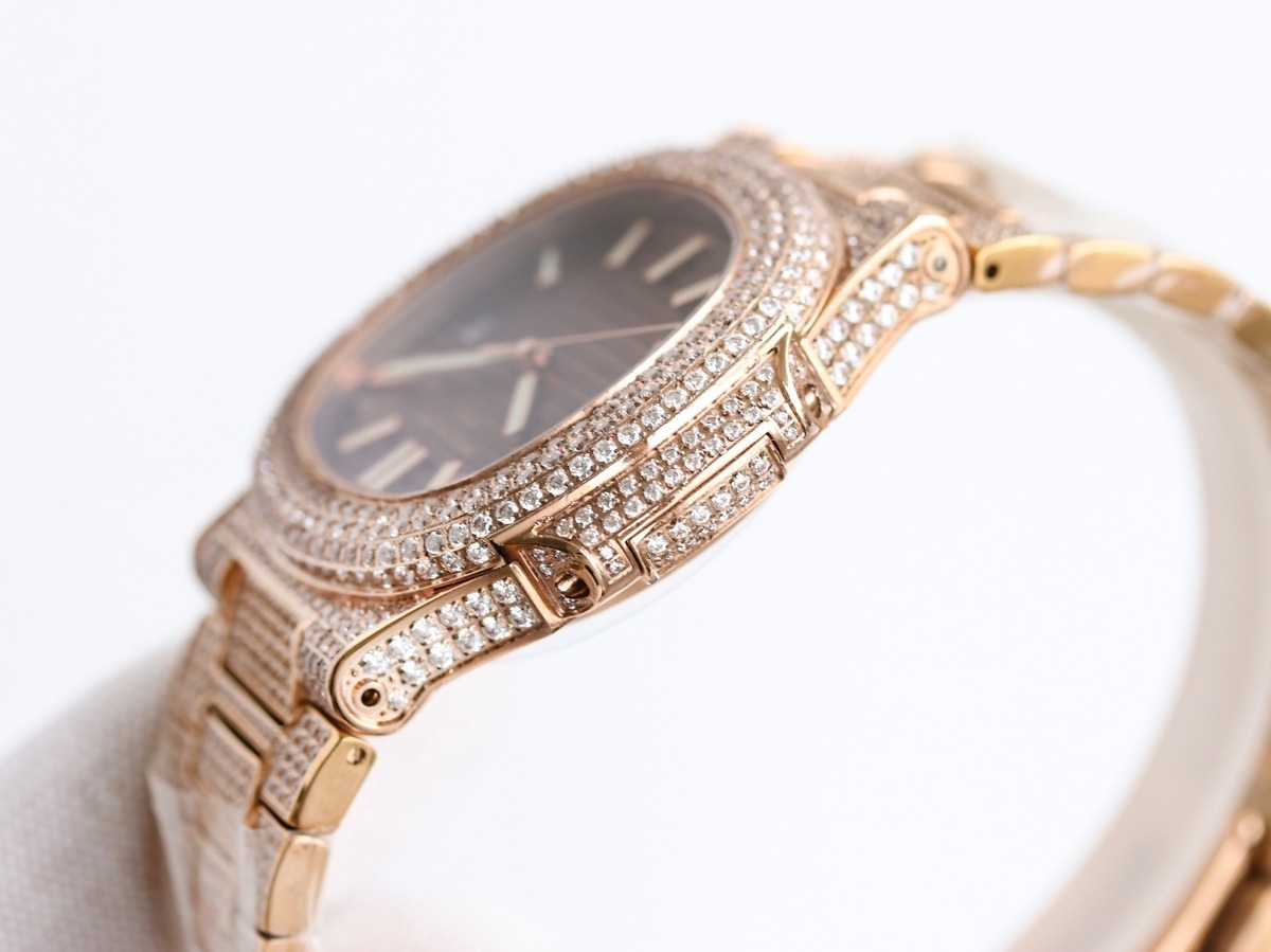 Replica Nautilus 5711-1300A-001 Patek Philippe </br> <span style="color: #a8927b; font-size: 90%;">40 mm, Brown Dial, Iced Out</span> - Image 6