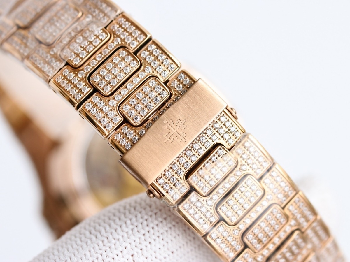 Replica Nautilus 5711-1300A-001 Patek Philippe </br> <span style="color: #a8927b; font-size: 90%;">40 mm, Brown Dial, Iced Out</span> - Image 8