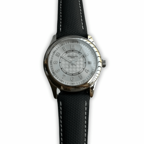 Calatrava 6007G-014 Patek Philippe DATE, SWEEP SECONDS.</br> <span style="color: #a8927b; font-size: 90%;">40 mm,Black strap, White Dial</span>