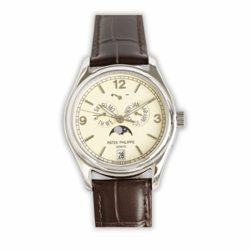 Replica Complications 5146G-001 Patek Philippe ANNUAL CALENDAR </br> <span style="color: #a8927b; font-size: 90%;">39 mm,White gold, Yellow Dial</span>