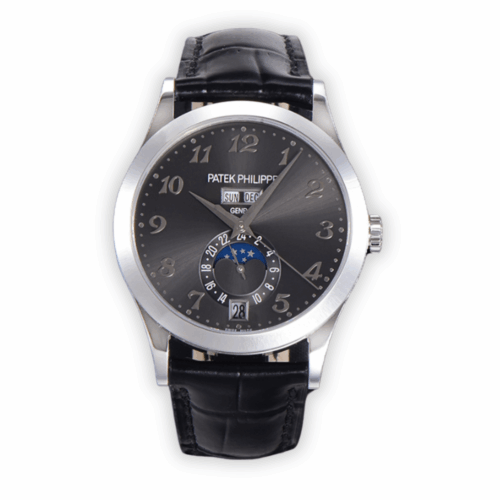 Replica Complications 5396R-012 Patek Philippe ANNUAL CALENDAR, MOON PHASES.</br> <span style="color: #a8927b; font-size: 90%;">38.5 mm,White Gold, Grey Dial</span>