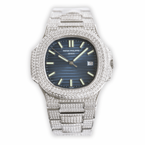 Replica Nautilus 5711-1300A-001 Patek Philippe </br> <span style="color: #a8927b; font-size: 90%;">40 mm, Blue Dial, Iced Out </span>