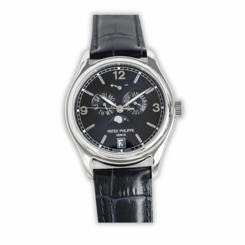Replica Complications 5146P-001 Patek Philippe ANNUAL CALENDAR </br> <span style="color: #a8927b; font-size: 90%;">39 mm,White gold, Black Dial</span>