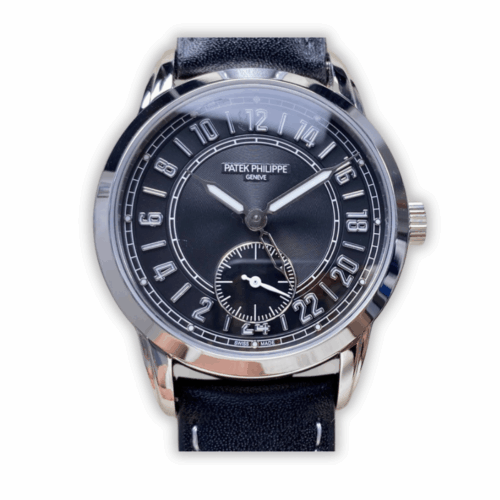Replica Complications 5224R-001 Patek Philippe 24-HOUR DISPLAY, TRAVEL TIME. </br> <span style="color: #a8927b; font-size: 90%;">42 mm,White Gold, Black Dial</span>
