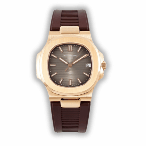 Replica Nautilus 5711-001 Patek Philippe </br> <span style="color: #a8927b; font-size: 90%;">40 mm, Rose Gold, Grey Dial, Brown Rubber</span>